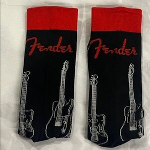 Fender Guitar Design Black and Red Socks